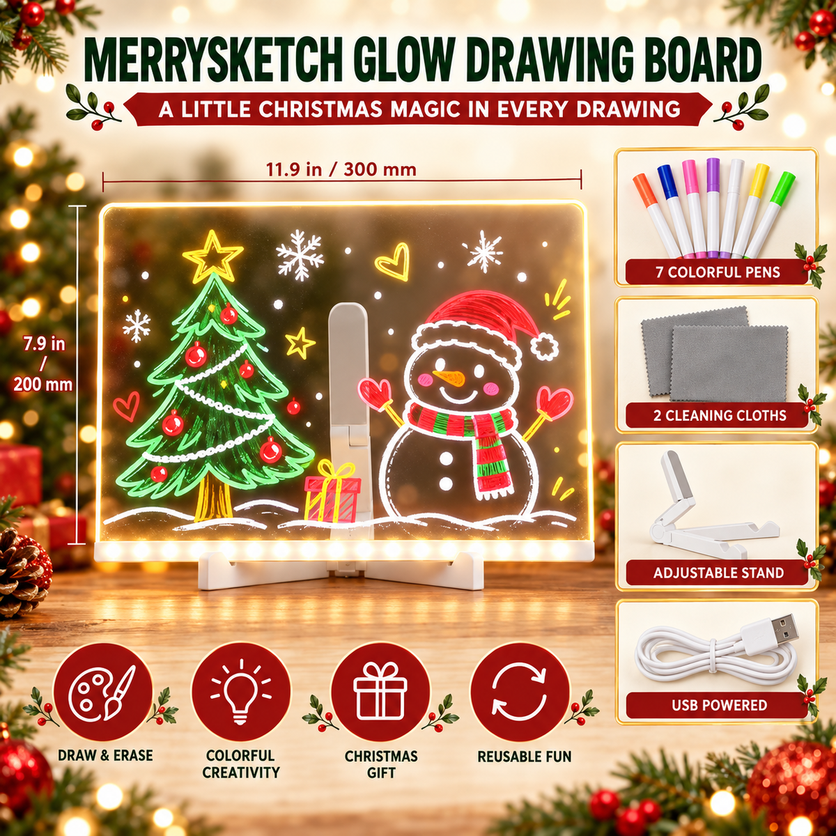 MerrySketch™ Magic Glow Drawing Board